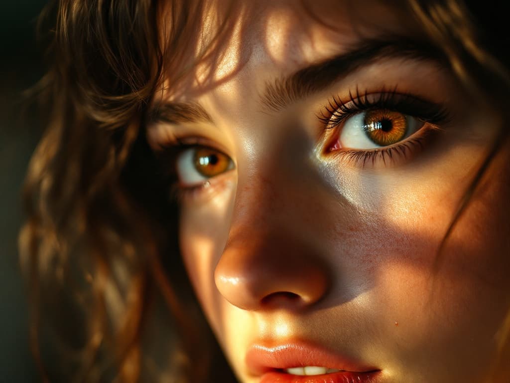Example AI generated image of woman in the 70s closeup
